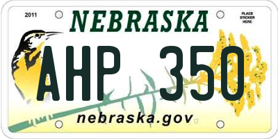 NE license plate AHP350