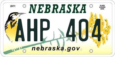 NE license plate AHP404