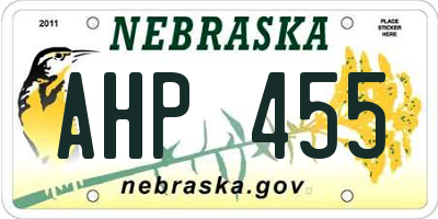 NE license plate AHP455