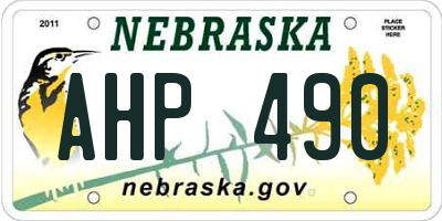 NE license plate AHP490