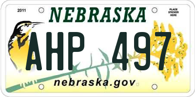 NE license plate AHP497