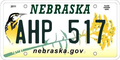 NE license plate AHP517