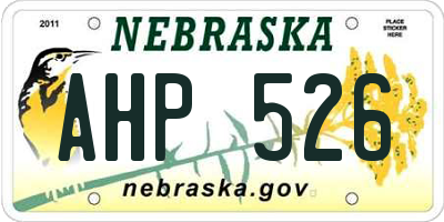 NE license plate AHP526