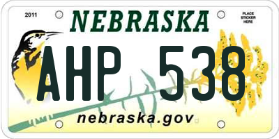 NE license plate AHP538
