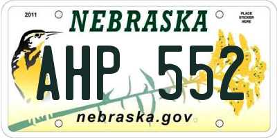 NE license plate AHP552