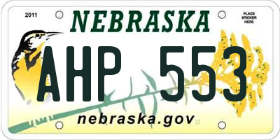 NE license plate AHP553