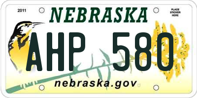 NE license plate AHP580