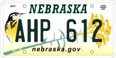 NE license plate AHP612