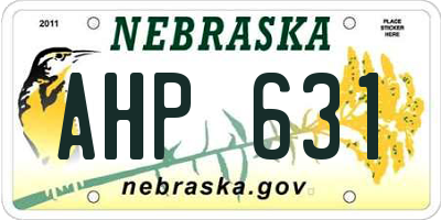 NE license plate AHP631