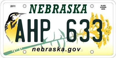 NE license plate AHP633
