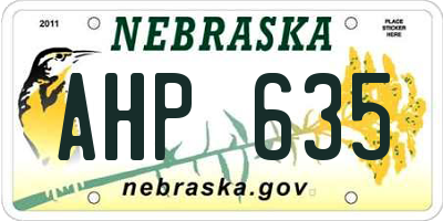 NE license plate AHP635