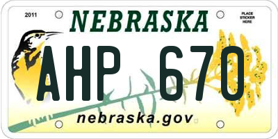 NE license plate AHP670