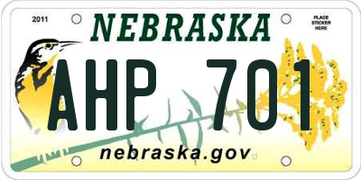 NE license plate AHP701