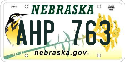 NE license plate AHP763