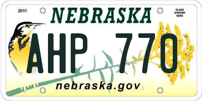 NE license plate AHP770