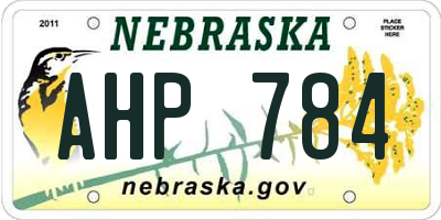 NE license plate AHP784