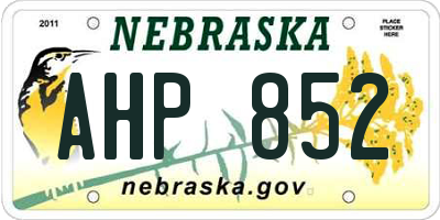NE license plate AHP852