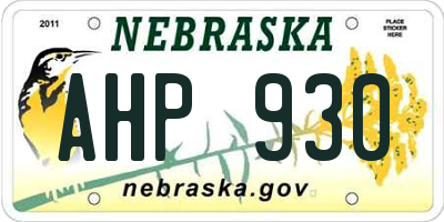 NE license plate AHP930