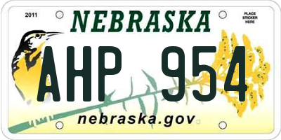 NE license plate AHP954