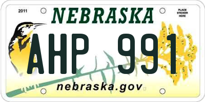 NE license plate AHP991