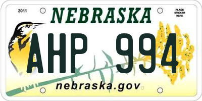 NE license plate AHP994