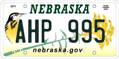 NE license plate AHP995