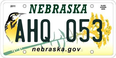 NE license plate AHQ053