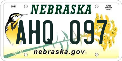 NE license plate AHQ097