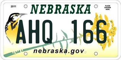 NE license plate AHQ166