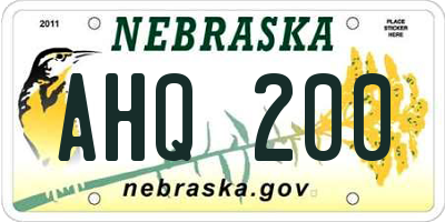 NE license plate AHQ200