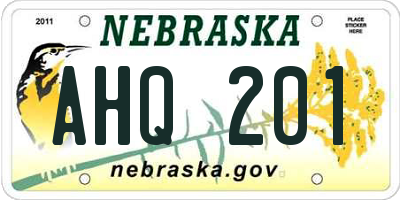 NE license plate AHQ201