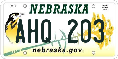 NE license plate AHQ203