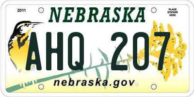 NE license plate AHQ207