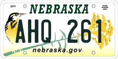 NE license plate AHQ261