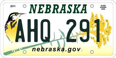 NE license plate AHQ291