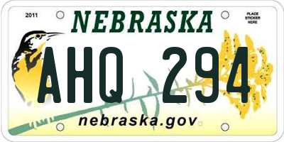 NE license plate AHQ294