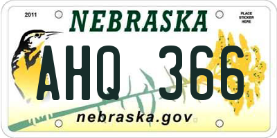 NE license plate AHQ366