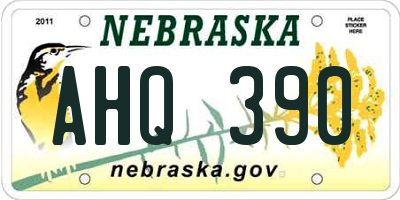 NE license plate AHQ390