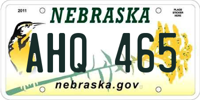 NE license plate AHQ465