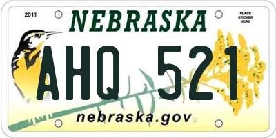 NE license plate AHQ521