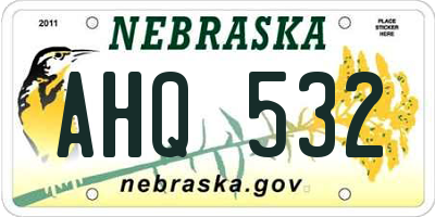 NE license plate AHQ532