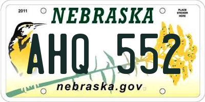 NE license plate AHQ552