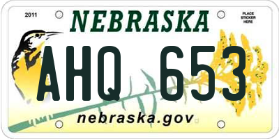NE license plate AHQ653
