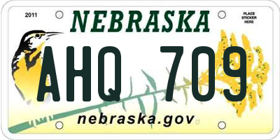 NE license plate AHQ709