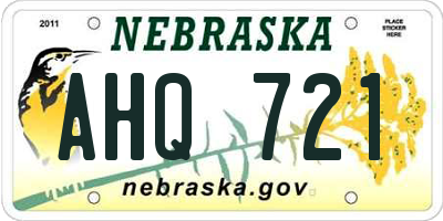 NE license plate AHQ721