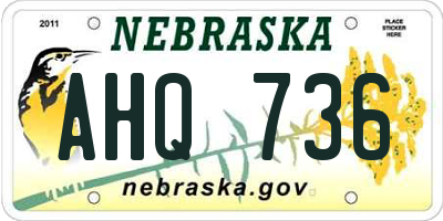 NE license plate AHQ736