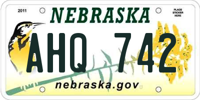NE license plate AHQ742