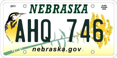 NE license plate AHQ746