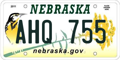NE license plate AHQ755