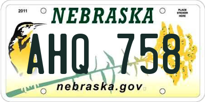 NE license plate AHQ758